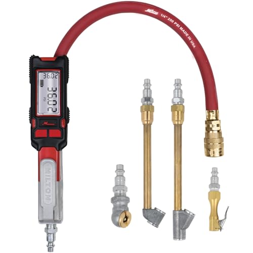 Milton Precision Digital Tire Pressure Gauge S-580ekit, Made In USA Most Accurate Inflator Gauge Available, Perfect for Professional Technicians, Easy to Read Display, 0-160 PSI Pressure Range, Red - Image 1