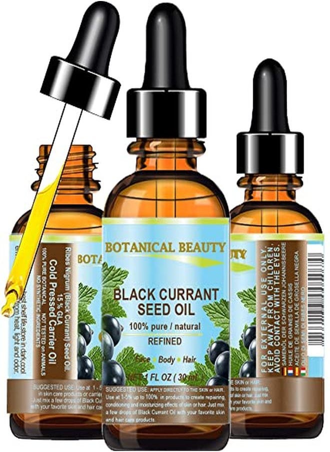 Botanical Beauty - Black Currant Seed Oil 100% Pure / Natural / Undiluted / Refined Cold Pressed Carrier Oil 1 FlOz - 30Ml For Skin, Hair, Lip And Nail Care "One Of The Richest In Gamma-Linolenic Acid, Omega 3, 6 And 9 Essential Fatty Acids" By Botanical Beauty - Image 1