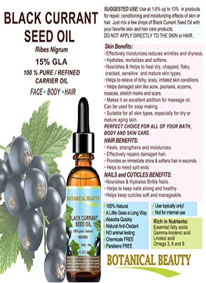 Botanical Beauty - Black Currant Seed Oil 100% Pure / Natural / Undiluted / Refined Cold Pressed Carrier Oil 1 FlOz - 30Ml For Skin, Hair, Lip And Nail Care "One Of The Richest In Gamma-Linolenic Acid, Omega 3, 6 And 9 Essential Fatty Acids" By Botanical Beauty - Image 1