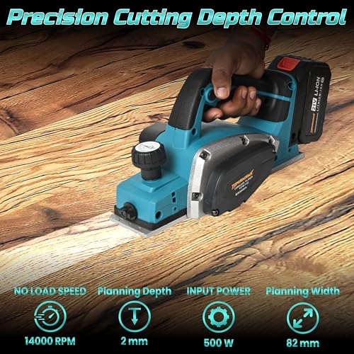 Tomahawk Cordless Planer Machine TCPM-1122 - Brushless Motor, 21V Battery Powered, Lightweight and Ergonomic Design, 82mm Planning Width - Image 3