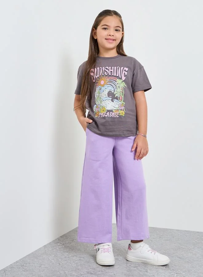 ستايلي Girls Wide Leg Joggers with Adjustable Drawcord