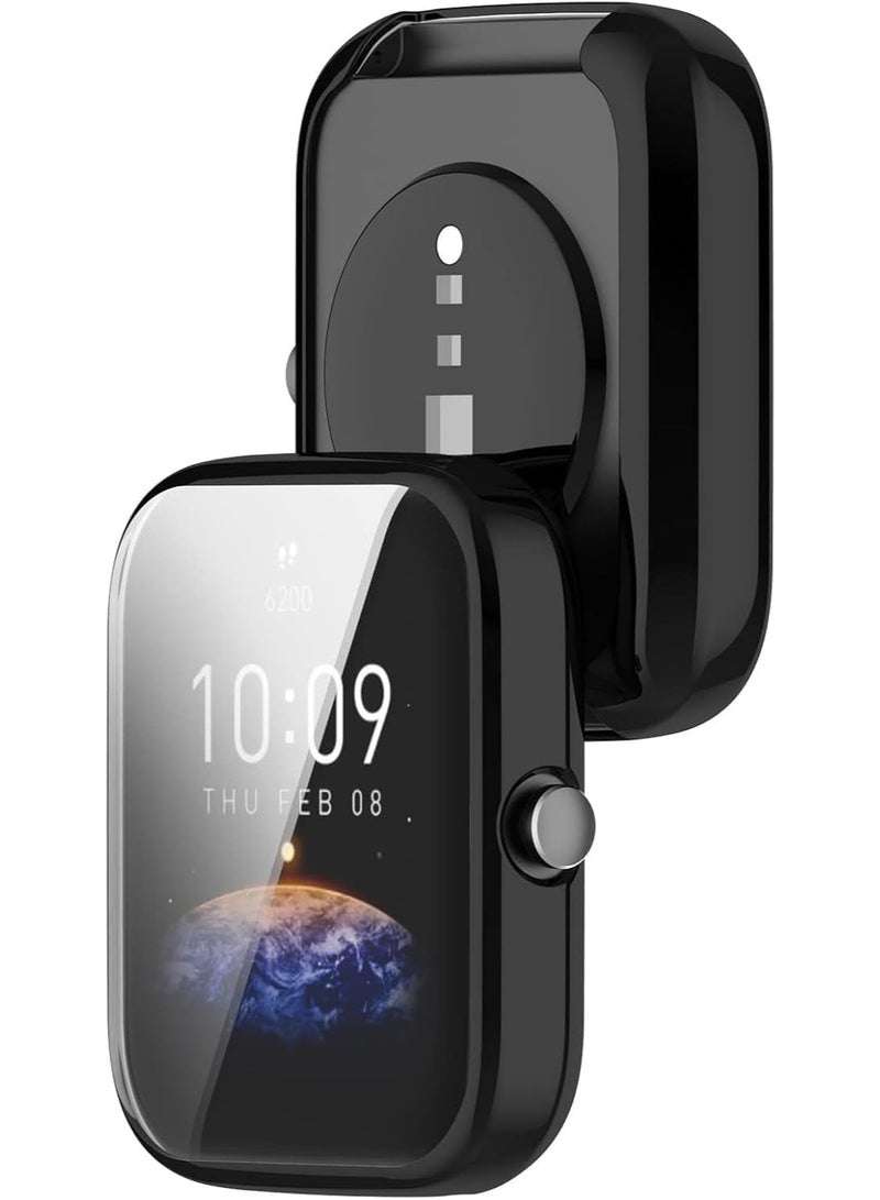 TPU Protective Cover For Amazfit Bip 3 / Screen Protector Case For Amazfit SmartWatch Accessories Protection Shell (Black) - Image 2