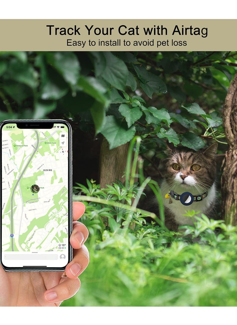 Generic - Adjustable Breakaway Cat Collar with Bell and AirTag Holder Case - Geometric Pattern, Compatible with Apple AirTag, Perfect for Kittens and Cats. - Image 1