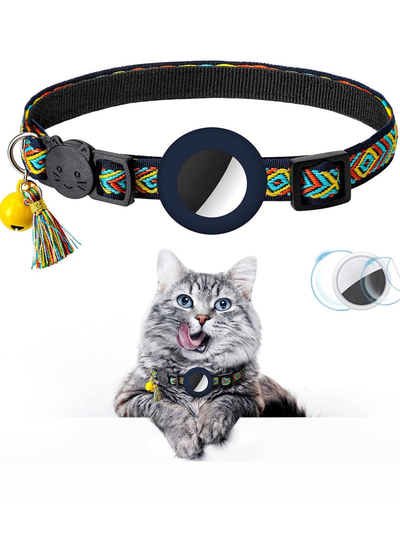 Generic - Adjustable Breakaway Cat Collar with Bell and AirTag Holder Case - Geometric Pattern, Compatible with Apple AirTag, Perfect for Kittens and Cats. - Image 1