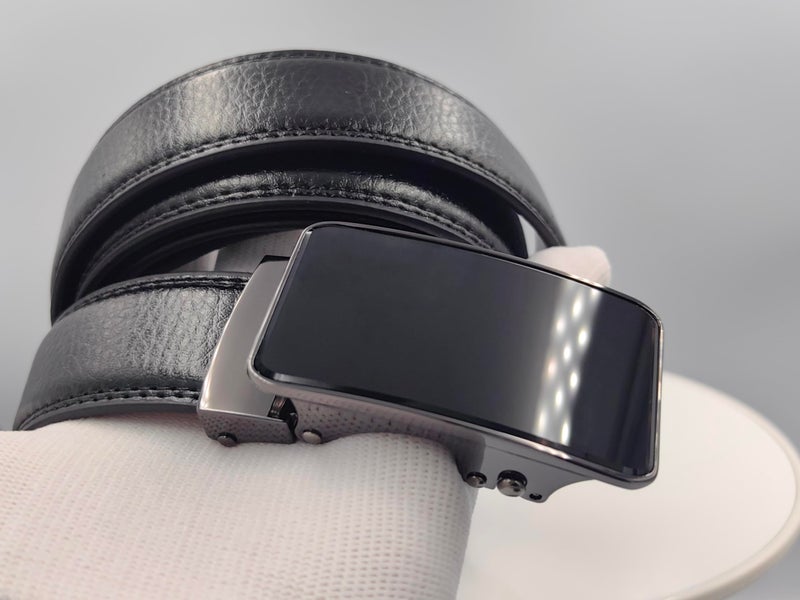 lightstar Women's Belt Leather Ratchet Dress Belt with Sliding Adjustable Buckle Width 1 1/4 inches, Length 52 inches (Pure black) - Image 5