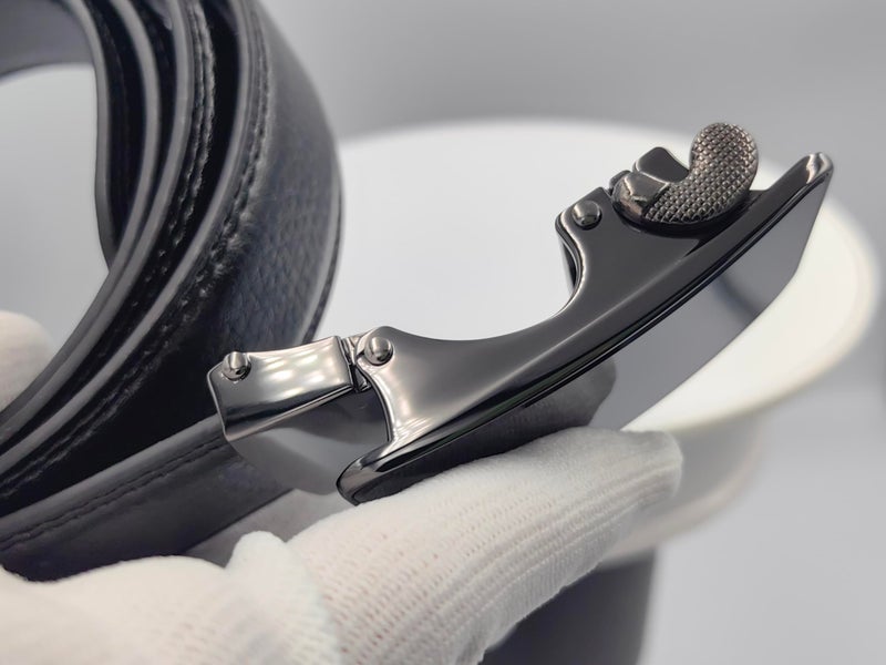 lightstar Women's Belt Leather Ratchet Dress Belt with Sliding Adjustable Buckle Width 1 1/4 inches, Length 52 inches (Pure black) - Image 3