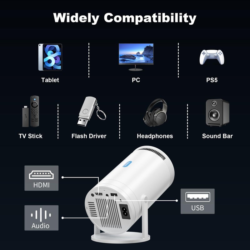 Telonixium Mini Projector, Native 1080P Portable Projector with Carrying Case, 4K Support, 270Â°Rotatable Outdoor Movie Proyector, Home Theater Projector Compatible with Phone/TV Stick/Laptop/PS4/HDMI/USB - Image 4