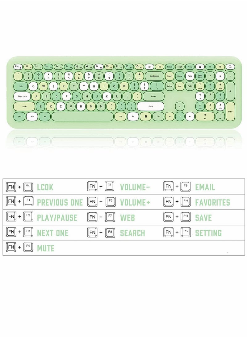 SYOSI - Wireless Keyboard and Mouse Combo Cute multifunctional 110 Key Typewriter Retro Round Keycaps Keyboard Compatible with Android Windows PC and Tablet Prefer for Home and Office Keyboards (Green) - Image 1