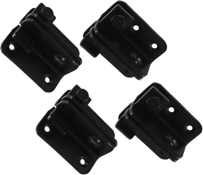 POPETPOP 4pcs Stainless Steel Pet Cage Door Latch Lockable Sliding Gate Hasp Black Left Right Opening for Cabinets Fence Bathroom Privacy Security - Image 1