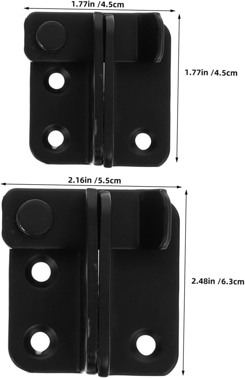 POPETPOP 4pcs Stainless Steel Pet Cage Door Latch Lockable Sliding Gate Hasp Black Left Right Opening for Cabinets Fence Bathroom Privacy Security - Image 2