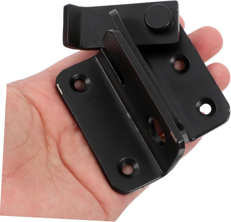 POPETPOP 4pcs Stainless Steel Pet Cage Door Latch Lockable Sliding Gate Hasp Black Left Right Opening for Cabinets Fence Bathroom Privacy Security - Image 4