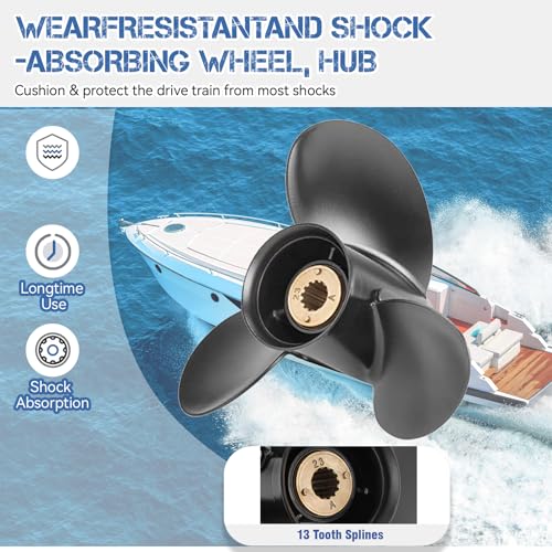 Qiclear 10 1/4X14 OEM Upgrade Aluminum Outboard Propeller fit Mercury Motos 30-70HP,Ref. Parts No.48-73136A45,13 Spline Tooth, Rh - Image 3