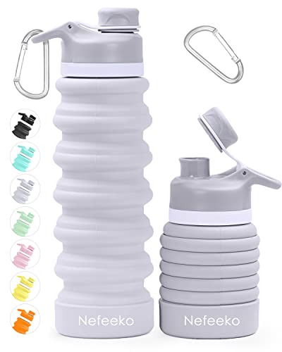Nefeeko Collapsible Water Bottle, 26oz Silicone Foldable Water Bottles Leakproof BPA Free Travel Water Bottles with Carabiner, Portable Sport Water Bottles for Camping,Hiking Outdoor Indoor Sport - Image 1
