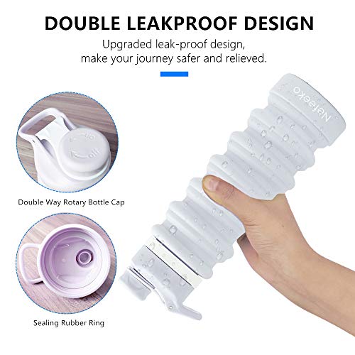 Nefeeko Collapsible Water Bottle, 26oz Silicone Foldable Water Bottles Leakproof BPA Free Travel Water Bottles with Carabiner, Portable Sport Water Bottles for Camping,Hiking Outdoor Indoor Sport - Image 3