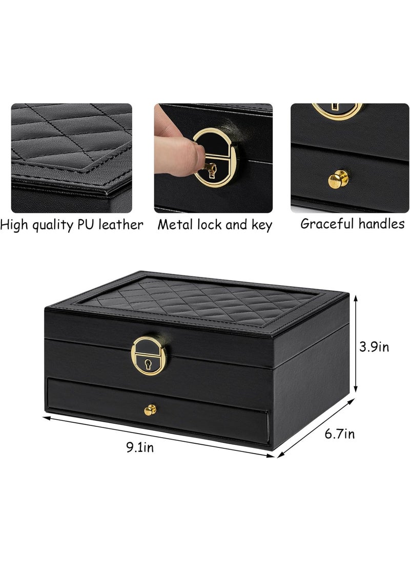 Generic Women's Jewelry Box, Leatherette Display Box for Rings, Necklaces, Earrings, and Bracelets, Black  - Image 3