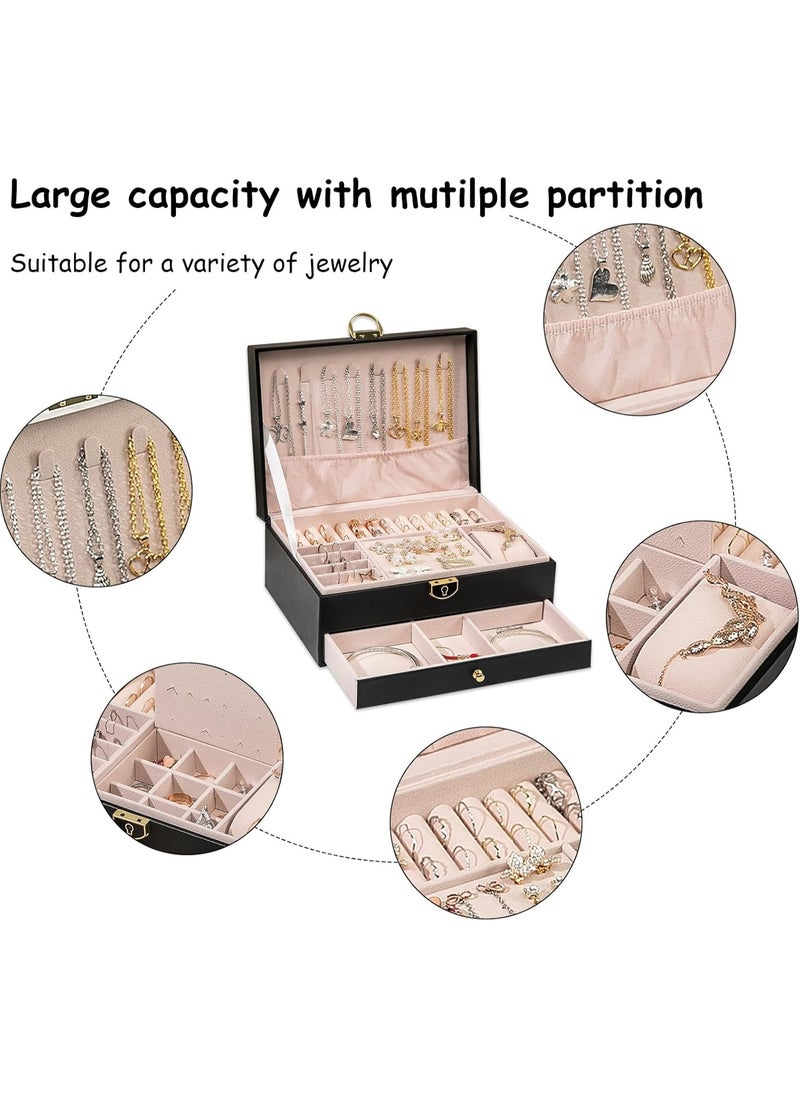 Generic Women's Jewelry Box, Leatherette Display Box for Rings, Necklaces, Earrings, and Bracelets, Black  - Image 4
