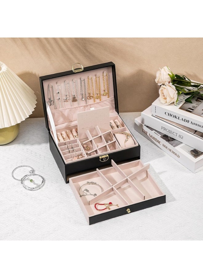 Generic Women's Jewelry Box, Leatherette Display Box for Rings, Necklaces, Earrings, and Bracelets, Black  - Image 5