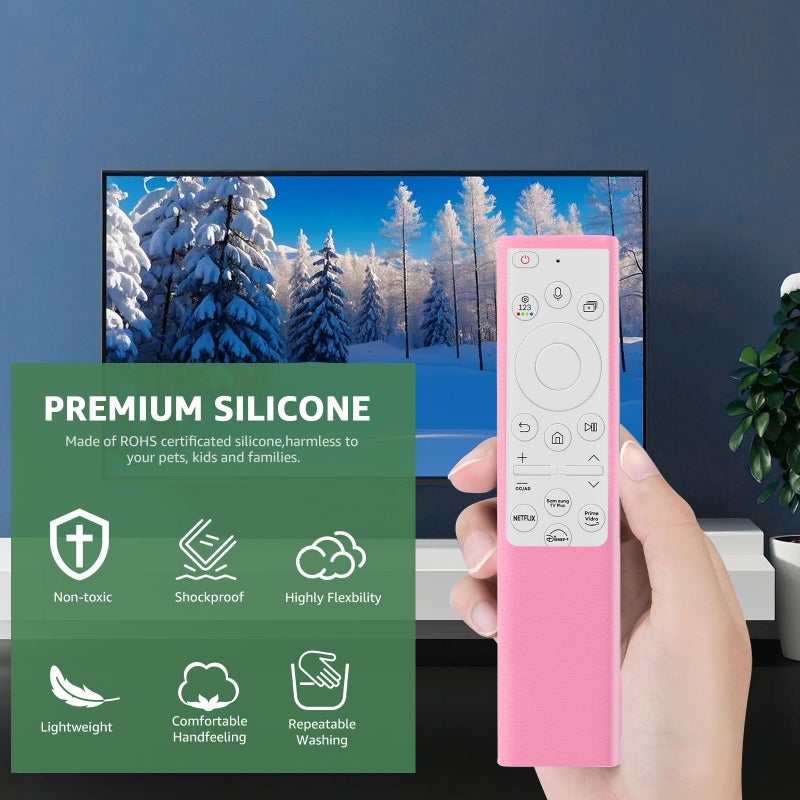 Climberer [3Pack] Climberer Case for Samsung TV Remote Cover BN59-01357/01385/01265A - Anti-Slip Solar Cell Remote Protector (Green+Blue+Pink) (Fluorescent Green/Blue/Pink) Glow-in-Dark - Image 5