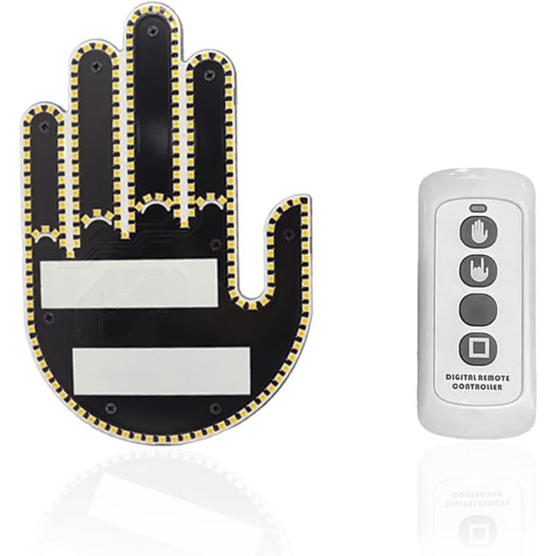 ZAMZIN Car Light, Road Rage Gesture & Emoji Signs, Funny Finger Light for Car Window, Fun Car Accessories & Gadgets for Men & Women, Hand Gesture Sign for Back Window, Ideal Gift for - Image 1