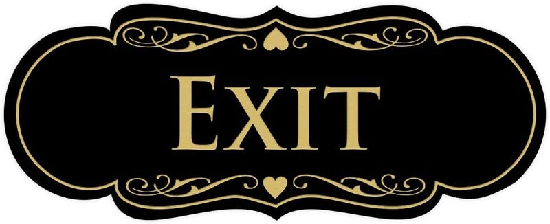 All Quality Designer EXIT Sign - Black/Gold - Small (1 Pack) - Image 1