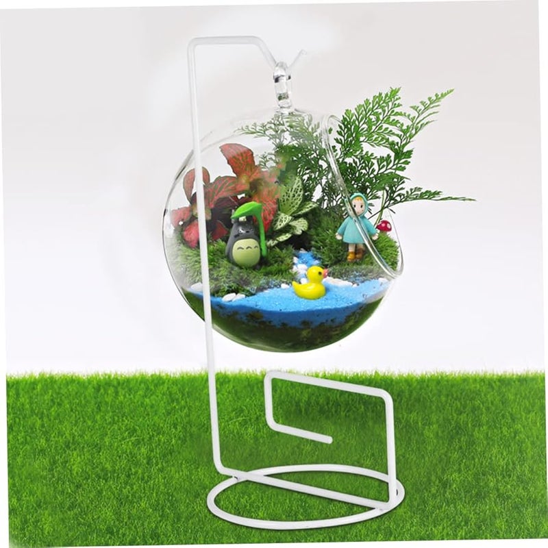 رفاص زجاجي أبيض معلق 4 قطع رف عرض حديدي متين حامل نباتات اصنعها بنفسك - Image 4