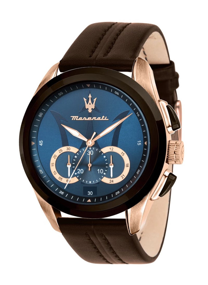 Maserati Men's Traguardo Chronograph Blue Dial Leather Watch R8871612024 - 45mm  - Image 2