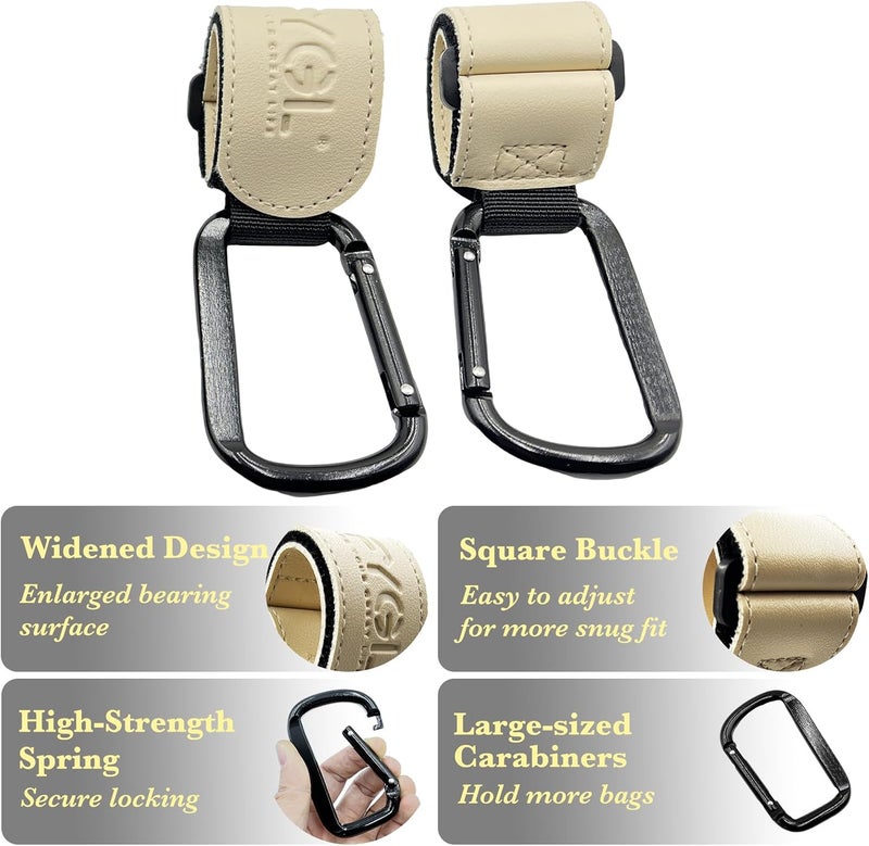 FYGL Easy daily handling design Stroller-Hooks - Adjustable Stroller Carabiner Clips, Universal Stroller Clips and Hooks for Parents and Travelers - Ideal Stroller Accessories for Shopping, Travel, and Baby Gear - Apricot 2Pack All environment compatible - Image 4