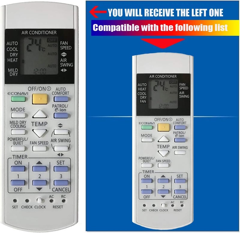 RCECAOSHAN Replacement for Panasonic Air Conditioner Remote Control CS-E12RKUAW CS-E9RKUAW CS-ME5RKUA CS-ME7RKU CS-ME7RKUA CS-E12RKUA CS-E9RKUA - Image 1