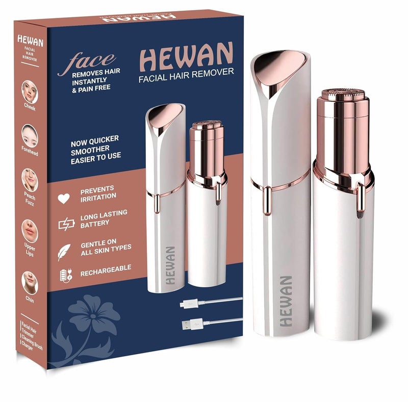 Hewan facial epilator hair removal machine for women - face, chin, cheek, eyebrow, upper lip hair remover for women, usb rechargeable epilator machine (White) - Image 1