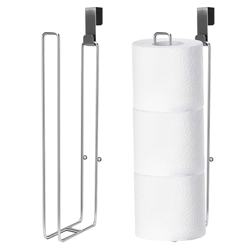 Zeadesign Toilet Paper Holder with Storage Extra 6 Roll Tissue, Over The Tank Toilet Paper Roll Holder Wall Mount, Brushed Nickel and Chrome Tissue Holder for Bathroom, RV Toilet Paper Holder with Shelf, 2Pcs - Image 1