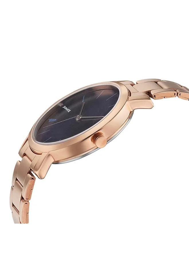 Sonata Round Shape Stainless Steel Analog Wrist Watch 8164WM01 - 35 mm - Rose Gold