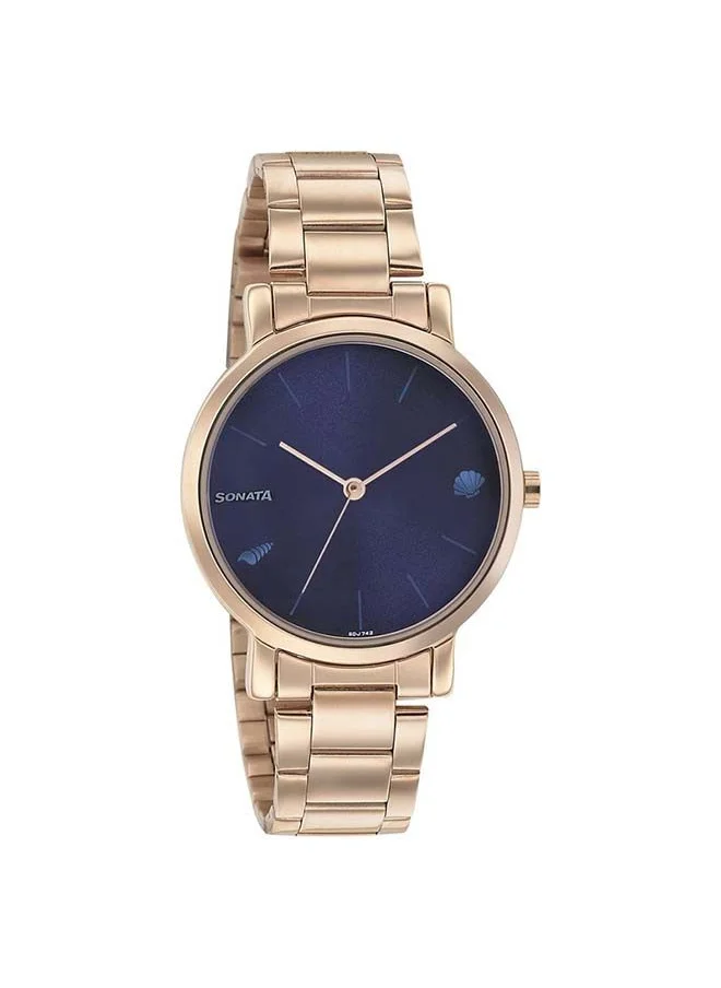 سوناتا Round Shape Stainless Steel Analog Wrist Watch 8164WM01 - 35 mm - Rose Gold