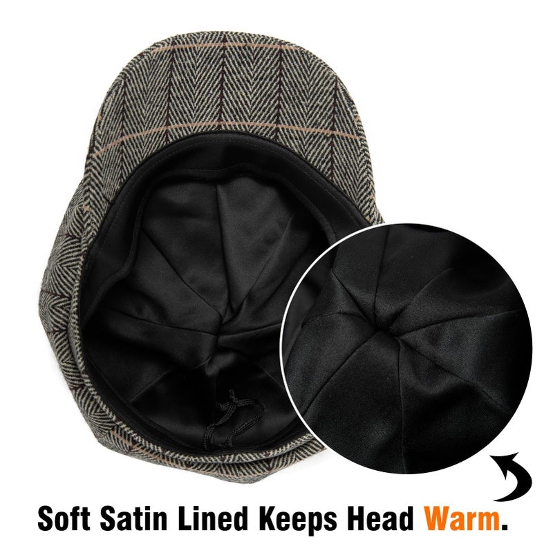 Comhats Winter Wool Newsboy Hats for Women Pageboy Baker Boy Berets Cap Fashion Sailor Fiddler Conductor Greek Army Green Medium - Image 2