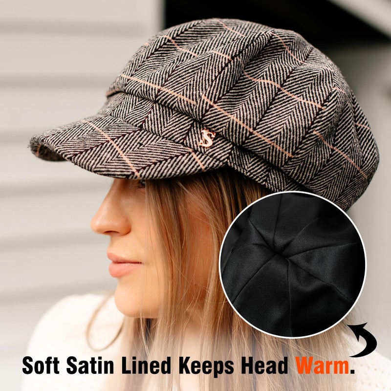 Comhats Winter Wool Newsboy Hats for Women Pageboy Baker Boy Berets Cap Fashion Sailor Fiddler Conductor Greek Army Green Medium - Image 4