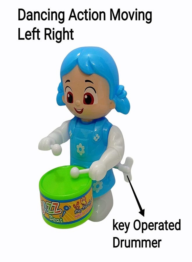 PRIMEFAIR Drummer Toy with Drumming and Dancing Action for Kids Baby Rattle Toys Set Toddler Kids. Birthday Gift, Birthday Return Gift Key-Operated (KITTY-BLUE-BABY-02) - Image 5