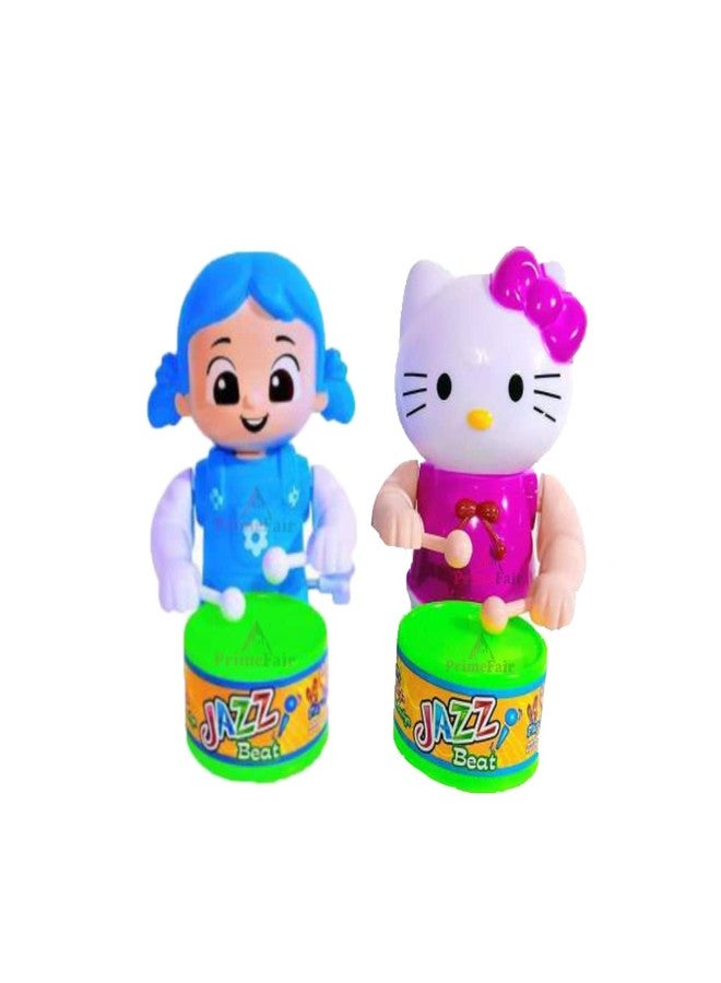 PRIMEFAIR Drummer Toy with Drumming and Dancing Action for Kids Baby Rattle Toys Set Toddler Kids. Birthday Gift, Birthday Return Gift Key-Operated (KITTY-BLUE-BABY-02) - Image 1