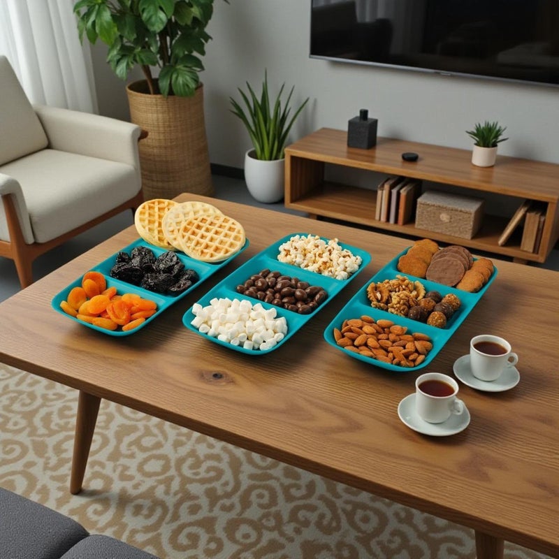 صينية سرفيس مقسم 3 أقسام بلاستيك بيور - Image 2