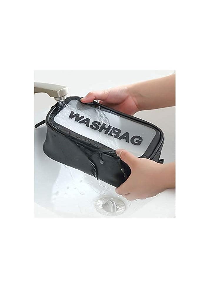 Generic - 3Pcs Cosmetic Bag Vinyl Air Travel Toiletry Bags Bulk, Water Resistant PVC Packing Cubes with Zipper Closure & Carry Handle for Women Baby Men, Make-up brush Case Beach Pool Spa Gym Bag - Image 1