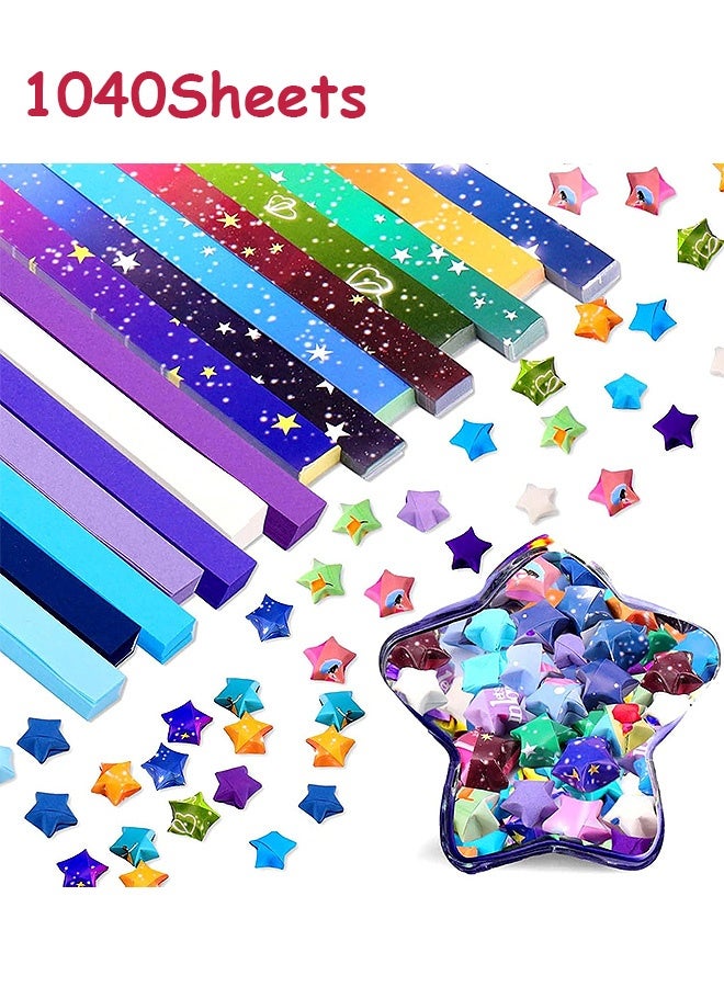 إم إكس إن مجموعة ورق أوريغامي مكونة من 1040 ورقة ذات جوانب ذاتية الصنع، شرائط ورقية متدرجة اللون بلون سادة لبطاقات المنزل المصنوعة يدويًا والحرف اليدوية لتزيين الحفلات - Image 1