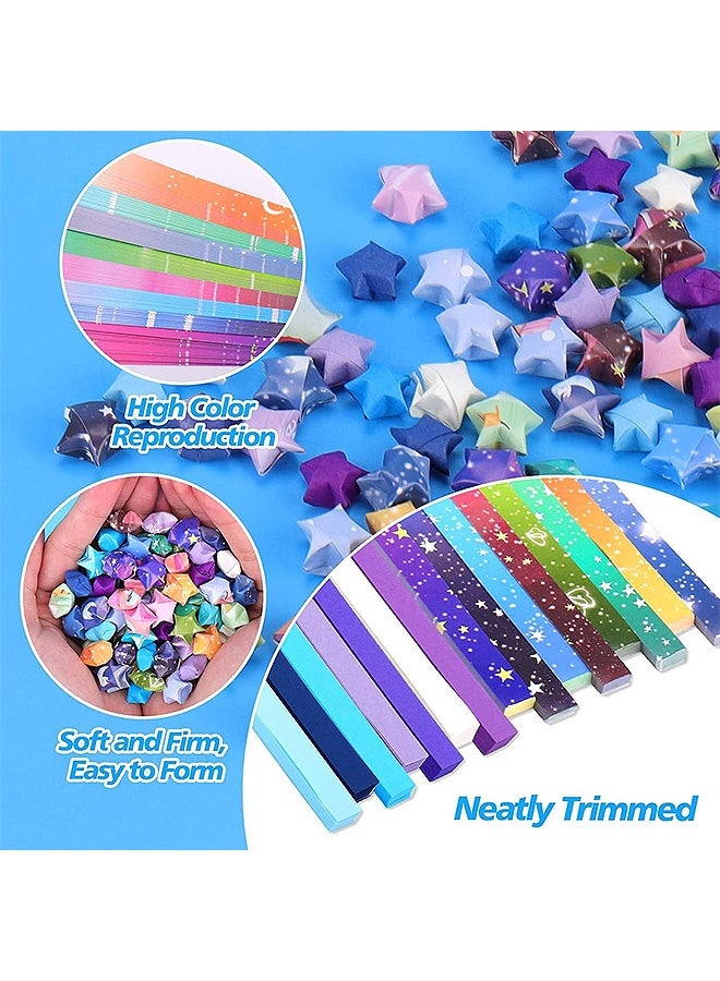 إم إكس إن مجموعة ورق أوريغامي مكونة من 1040 ورقة ذات جوانب ذاتية الصنع، شرائط ورقية متدرجة اللون بلون سادة لبطاقات المنزل المصنوعة يدويًا والحرف اليدوية لتزيين الحفلات - Image 3
