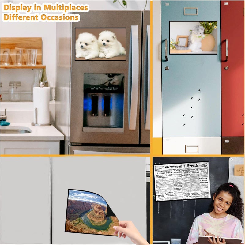 Mingting Magnetic Picture Frame  Holds 8.5x11 Inches Pictures  Reusable Black Magnet Fridge Photo Sleeves for Refrigerator  Locker Office Cabinet (6Pcs Black) - Image 4