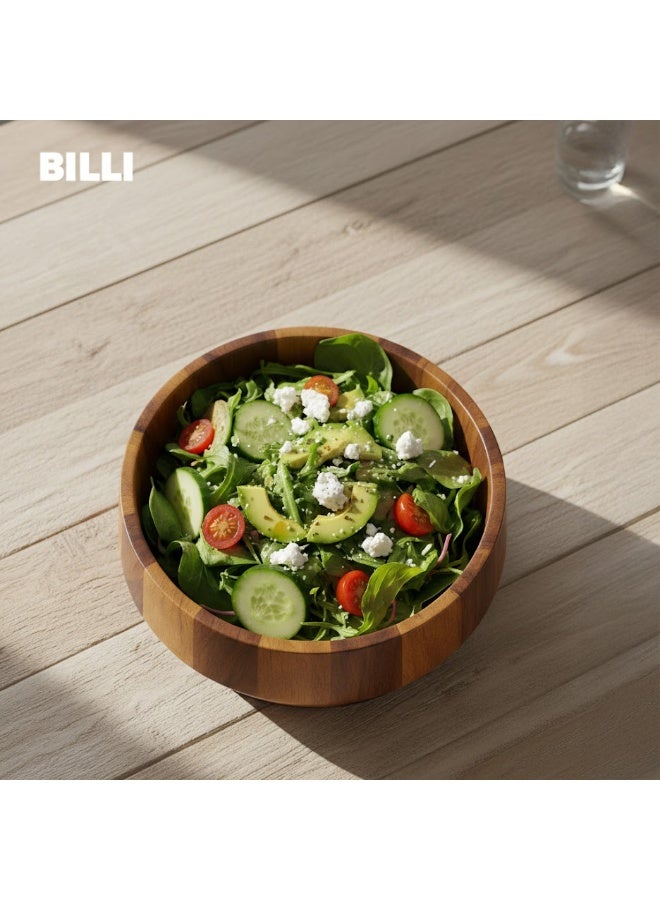 بيلي وعاء تقديم بيللي أكاسيا دائري للفواكه والسلطات، كبير، قطر 24 × ارتفاع 10 سم - Image 4
