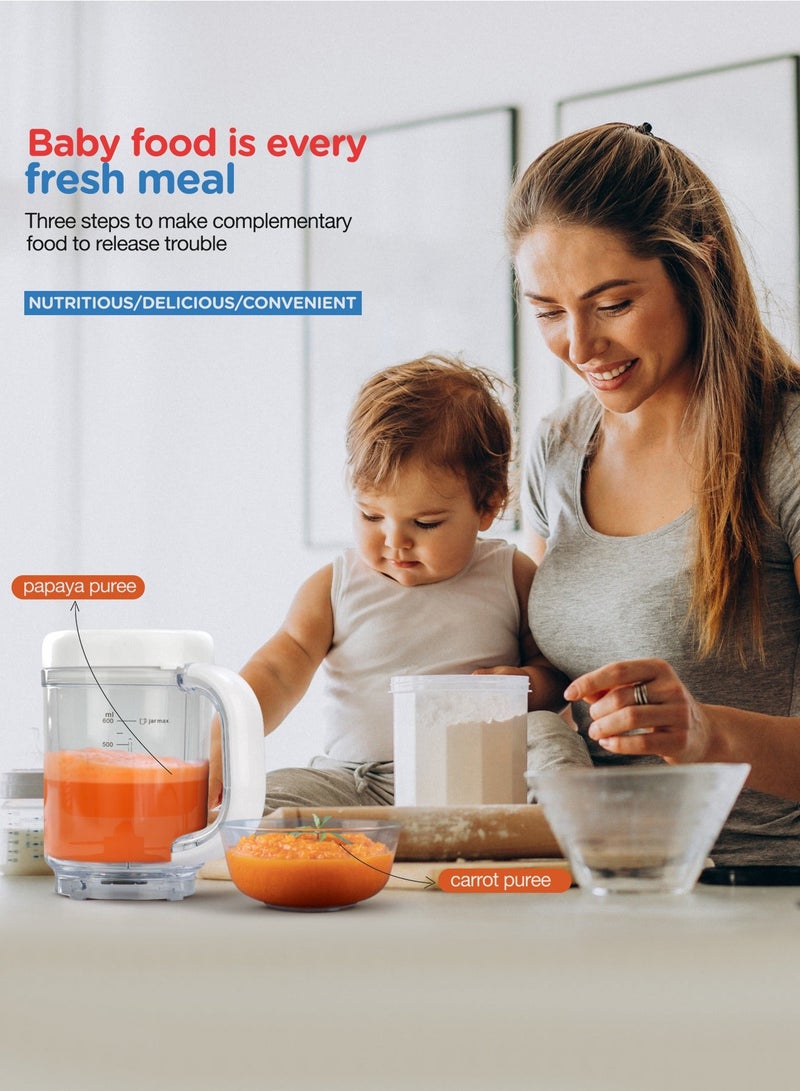 BAYBEE Premium 4-In-1 Smart Multifunction Electric Food Processor, Steamer, Blender With 600 ML Jar, Steam Basket And Scraper - Image 2