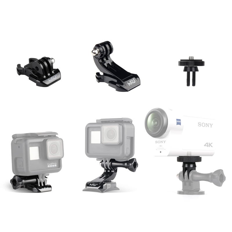 HSU Basic Adapter Grab Bag for GoPro - 13pcs Kit Including Quick Release Buckle, J-Hook Buckle, 3-Way Pivot Arms, Tripod Mount, Curved Extension Arm and Thumbscrews - Image 5