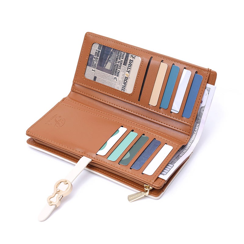 Hongna* Wallet Women'S Large-Capacity Clutch New Pure Color Buckle Foldableing Pu Multi-Card Slot Mobile Phone Wallet - Image 5