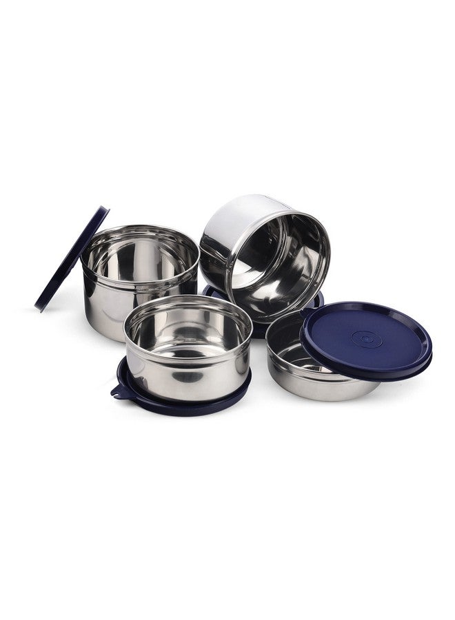 SOPL-OLIVEWARE علبة غداء أوليف وير ميغا، 100% مضادة للتسرب، 4 حاويات من الفولاذ المقاوم للصدأ مع أغطية محكمة خالية من BPA (300 مل، 450 مل و 2×600 مل)، حقيبة قماش (زرقاء) - Image 5