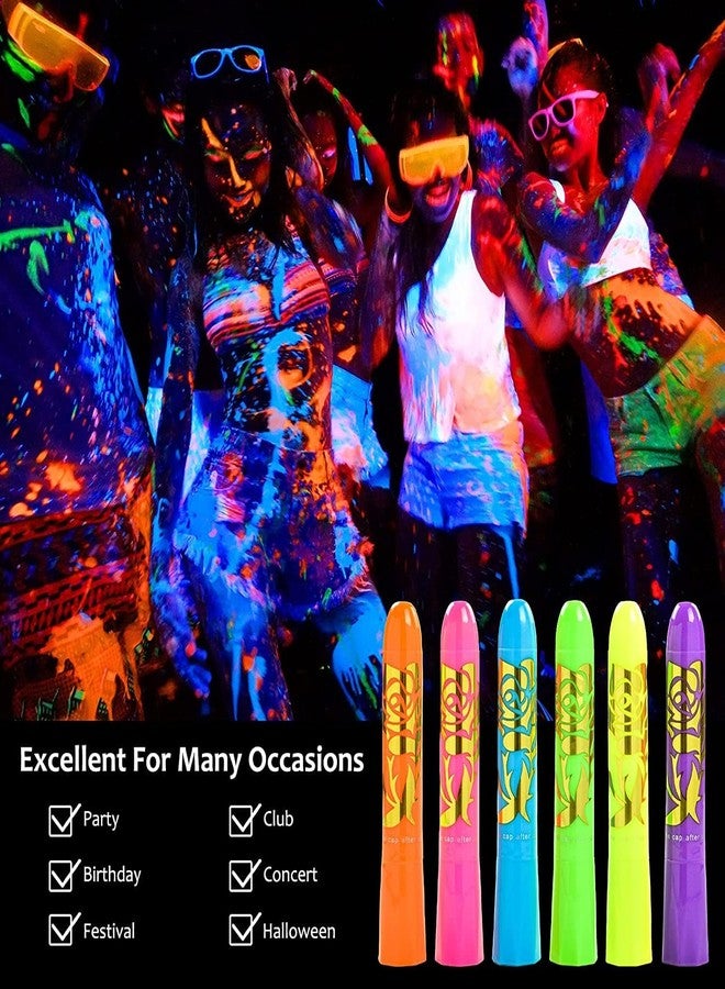 Ausbond 12 Pcs Glow in The dark Light Body UV Face Paint, Face Painting Kit, Crayons Kit Fluorescent neon Body Paints for Adults for Birthday Party Halloween Masquerade Makeup Outdoor - Image 5