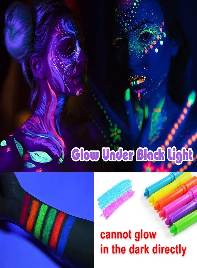 Ausbond 12 Pcs Glow in The dark Light Body UV Face Paint, Face Painting Kit, Crayons Kit Fluorescent neon Body Paints for Adults for Birthday Party Halloween Masquerade Makeup Outdoor - Image 3