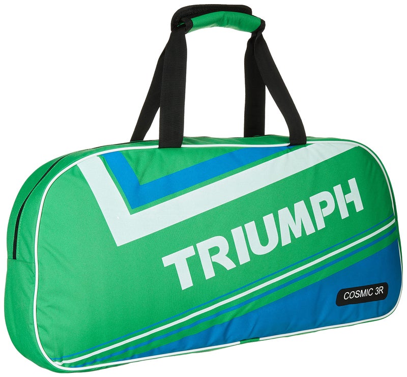 Triumph Wizard Graphite Hotmelt Light Weight Strung Badminton Racket with Cosmic-6R Double Compartment Badminton Bag Lime/Sky - Image 2