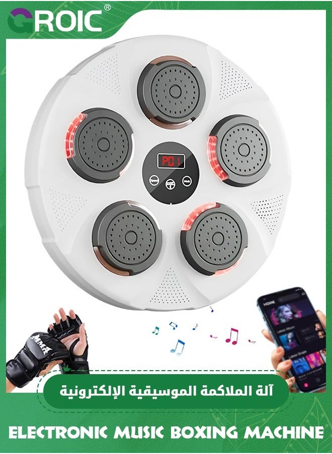 جرويك آلة الملاكمة الموسيقية الإلكترونية مع قفازات الملاكمة، وسادات الموسيقية، معدات اللكم للتدريب على مثبتة الحائط، للمنزل والداخل وصالة الألعاب الرياضية  - Image 1